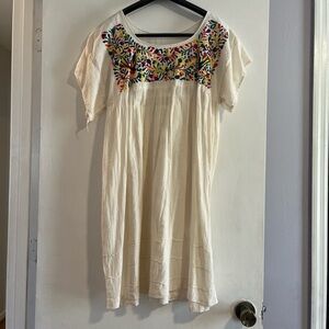 Cream Embroidered Boho Dress.